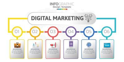 banner di marketing online digitale con icone per contenuti aziendali. vettore