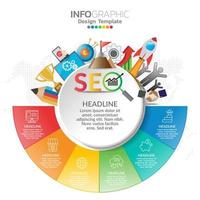 illustrazione di concetto infografica di infografica seo con modello di layout aziendale. vettore