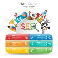 illustrazione di concetto infografica di infografica seo con modello di layout aziendale. vettore