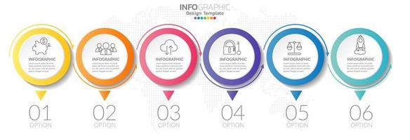 infografica timeline con icone passo e marketing