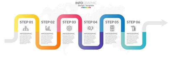 infografica timeline con icone passo e marketing vettore