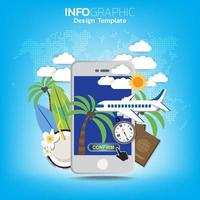 vai al concetto di viaggio con un biglietto mobile per aereo passeggeri per app. vettore