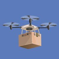 consegna drone con scatola. drone illustrazione vettoriale graphic design. metodi di consegna dei robot moderni. isolato