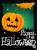 felice carta di halloween con zucca e messaggio vettore