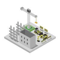 costruzione casa isometrica illustrato su sfondo bianco vettore