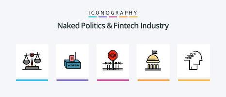 nudo politica e Fintech industria linea pieno 5 icona imballare Compreso votazione. politico. UK. campagna. tappeto. creativo icone design vettore