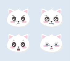 simpatici gatti emoticon cartoni animati facce diverse animali divertenti vettore