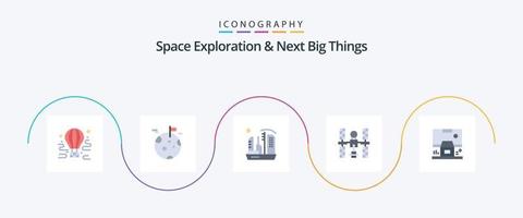 spazio esplorazione e Il prossimo grande cose piatto 5 icona imballare Compreso satellitare. orbitale. spazio. complesso. cupola vettore