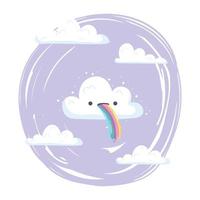 nuvola arcobaleno lingua nuvole cielo decorazione cartone animato vettore