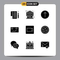 9 creativo icone moderno segni e simboli di italiano cibo disco freccia telecamera i soldi modificabile vettore design elementi
