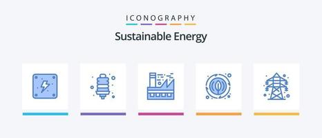 sostenibile energia blu 5 icona imballare Compreso energia. pianta. eco. natura. energia. creativo icone design vettore