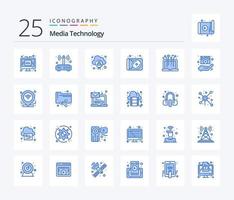 media tecnologia 25 blu colore icona imballare Compreso tecnologia. media. connessione. dispositivo. uomo vettore