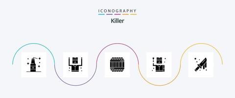 uccisore glifo 5 icona imballare Compreso tagliare. spiare. architettura. professione. crimine vettore
