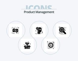 Prodotto gestione glifo icona imballare 5 icona design. produttività. mente. carica. testa. giù vettore