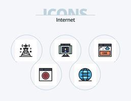 Internet linea pieno icona imballare 5 icona design. senza fili. tecnologia. video. router. tecnologia vettore