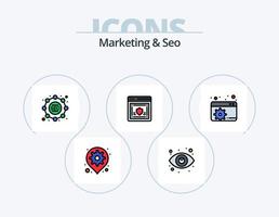 marketing e SEO linea pieno icona imballare 5 icona design. parola d'ordine. spillo. pubblicità. carta geografica. Ingranaggio vettore