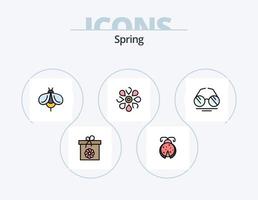 primavera linea pieno icona imballare 5 icona design. Pasqua. testo. fiore. fiore. primavera vettore
