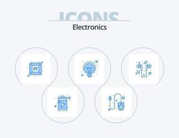 elettronica blu icona imballare 5 icona design. canzone. musica. tappo. cuffia. lampada vettore