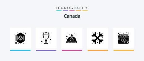 Canada glifo 5 icona imballare Compreso luglio. Canada. inverno. neve. creativo icone design vettore