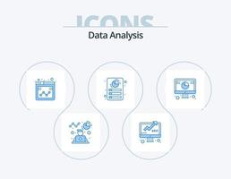 dati analisi blu icona imballare 5 icona design. grafico. documento. rapporto. rapporto. dati vettore