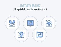 ospedale e assistenza sanitaria concetto blu icona imballare 5 icona design. . Ospedale. Salute. assistenza sanitaria. asterisco vettore