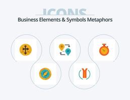 attività commerciale elementi e simboli metafore piatto icona imballare 5 icona design. timer. puntatore. tavola. carta geografica. viaggio vettore