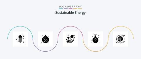 sostenibile energia glifo 5 icona imballare Compreso natura. energia. eco. borraccia. energia vettore