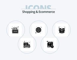 shopping e e-commerce glifo icona imballare 5 icona design. spedizione. pacchetto. tavola. etichetta. Informazioni vettore