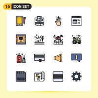 16 piatto colore pieno linea concetto per siti web mobile e applicazioni js sviluppare dati codifica gesti modificabile creativo vettore design elementi