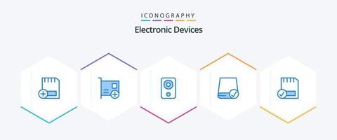 dispositivi 25 blu icona imballare Compreso collegato. carta. hardware. gadget. dispositivi vettore