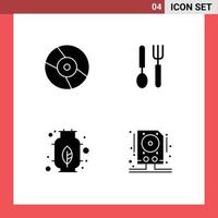 4 creativo icone moderno segni e simboli di CD gas dispositivo piatto dati modificabile vettore design elementi