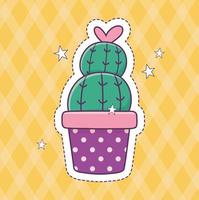 icona della decorazione dell'autoadesivo distintivo di moda patch di cactus in vaso vettore