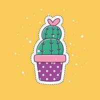 icona della decorazione dell'autoadesivo del distintivo di modo della toppa di amore del cuore del cactus in vaso vettore