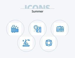estate blu icona imballare 5 icona design. . estate. Astuccio. foto. carta geografica vettore