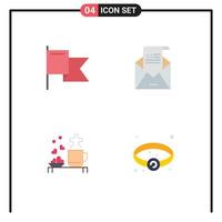moderno impostato di 4 piatto icone pittogramma di nazione tazza e-mail invito amore modificabile vettore design elementi