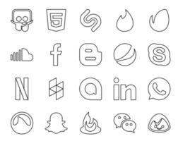 20 sociale media icona imballare Compreso WhatsApp Google allo Facebook hozz Chiacchierare vettore