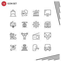 mobile interfaccia schema impostato di 16 pittogrammi di sapone bellezza statistica tenere sotto controllo elettronico modificabile vettore design elementi