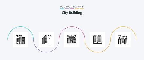 città edificio linea 5 icona imballare Compreso . Casa. società. Canada. opera vettore