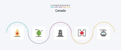 Canada piatto 5 icona imballare Compreso Canada. alpino. osservatorio. foglia. autunno vettore