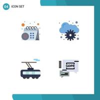 4 piatto icona concetto per siti web mobile e applicazioni calendario trasporto nube intelligente sicuro modificabile vettore design elementi