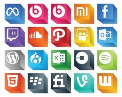 20 sociale media icona imballare Compreso auto eccellere musica drupal wordpress vettore