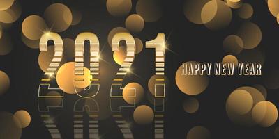 banner di felice anno nuovo con design in oro metallizzato vettore