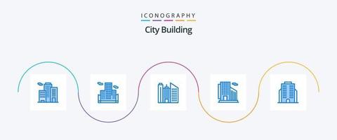 città edificio blu 5 icona imballare Compreso . attività commerciale. vettore