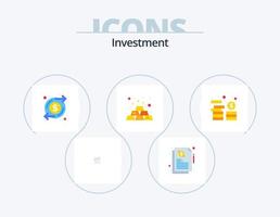 investimento piatto icona imballare 5 icona design. investimento. investimento. crescita. oro sbarra. bar vettore