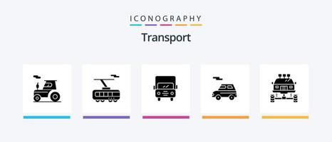 trasporto glifo 5 icona imballare Compreso bicicletta. veicolo. auto. trasporto. auto. creativo icone design vettore