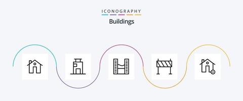 edifici linea 5 icona imballare Compreso ostacolo. edifici. città. barriera. ufficio spazio vettore