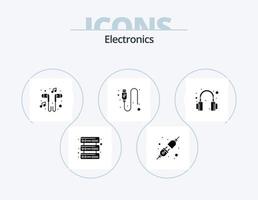 elettronica glifo icona imballare 5 icona design. cuffia. cuffia. musica. filo. dati vettore