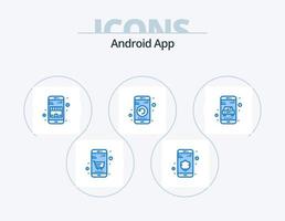 androide App blu icona imballare 5 icona design. in linea. ricomincia. commercio. Telefono. aggeggio vettore
