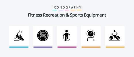 fitness ricreazione e gli sport attrezzatura glifo 5 icona imballare Compreso ciao. veloce. stare a dieta. saltare. saltare. creativo icone design vettore