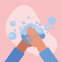 mani che si lavano con disegno vettoriale di bolle